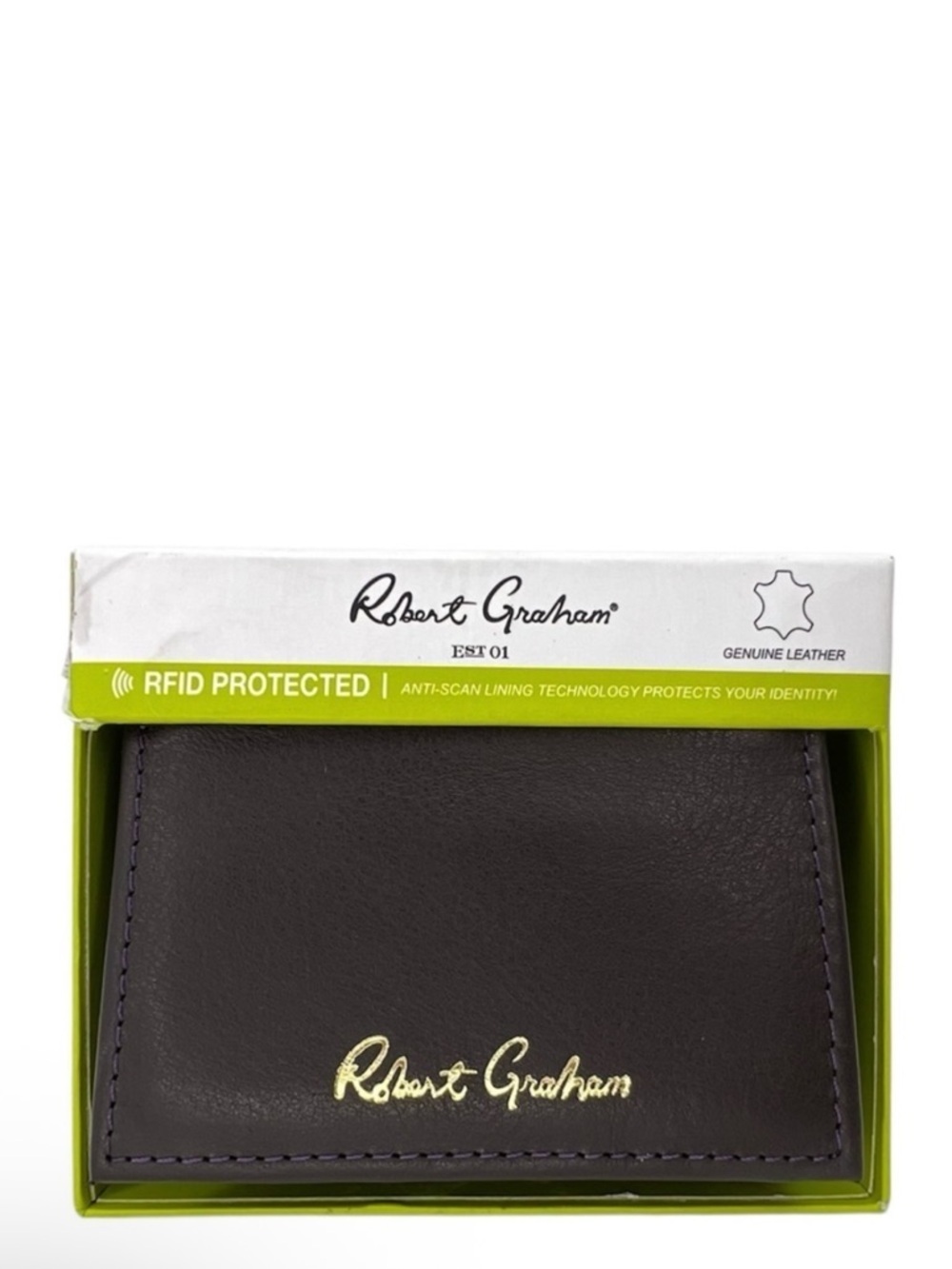 Robert Graham Dakota Tri Fold Wallet Brown Leather